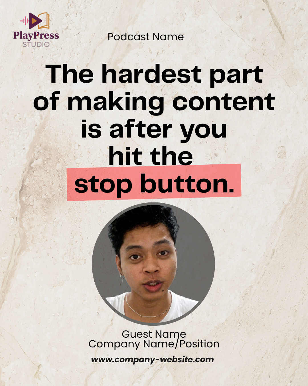 Podcast quote graphic with guest photo